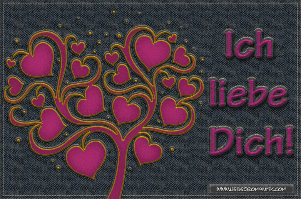 Grußbilder Ich liebe Dich und Herzbaum verschiedene Farben Liebesromantik