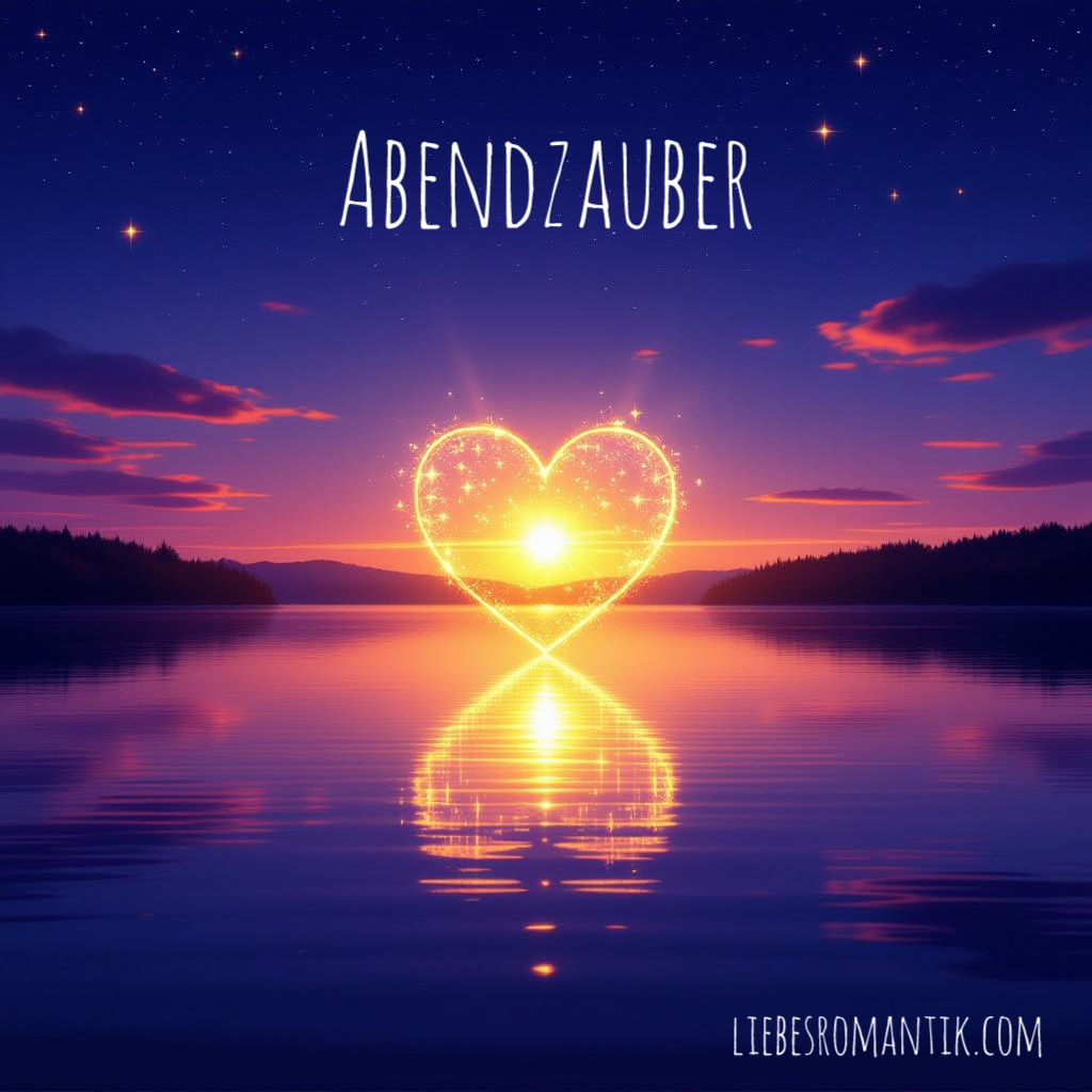 Glühendes Herz über dem See