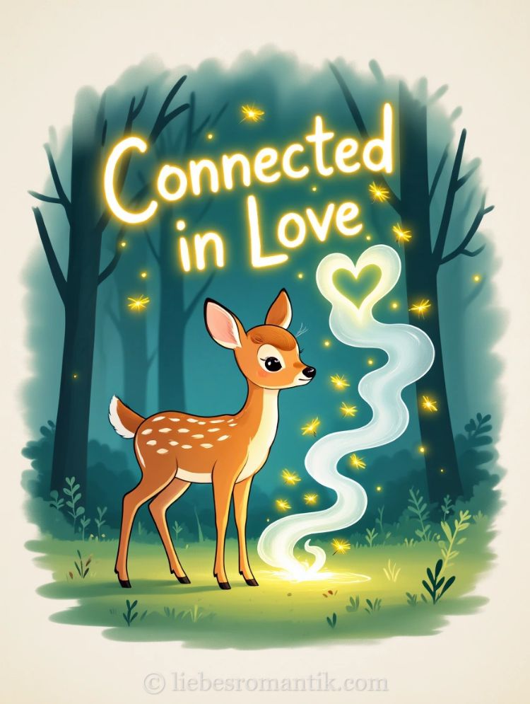 Rehlein im Wald, Herz aus Schleier, magischer Text „Connected in Love“
